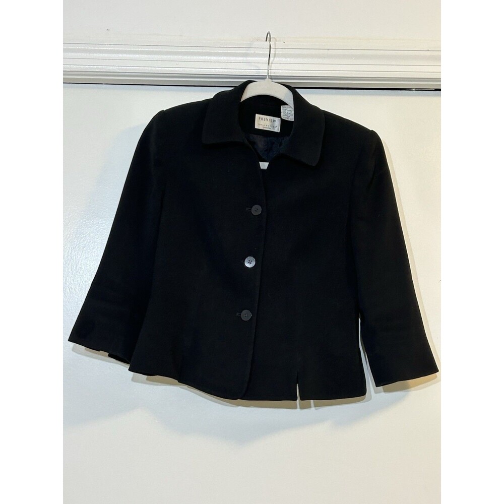 Preview Collection Black Cropped Blazer Jacket Size 4P Petite